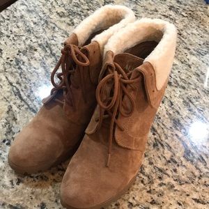 Nautica wedge shearling booties